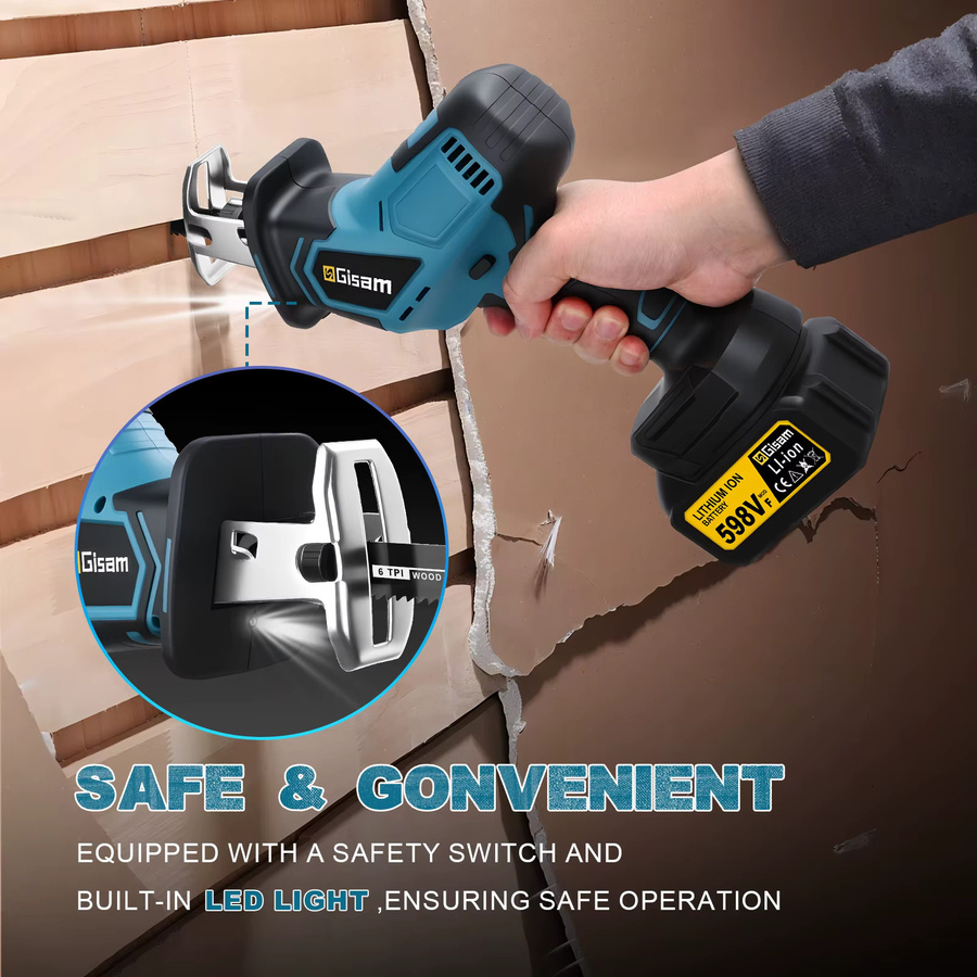 G nto bürstenlose Säbelsäge 3600 W mit 12000 SPM für Holz, Metall und Rohre, kompatibel mit Makita 18 V LXT Akkus, Blau - Bild 3