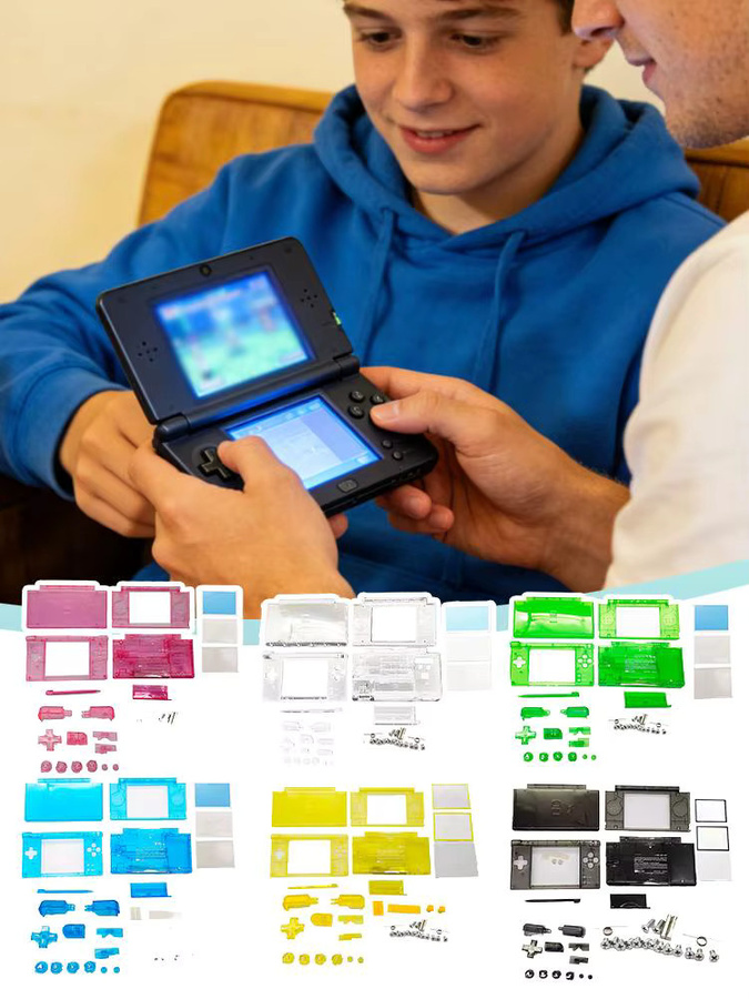 Ersatzgehäuse-Kit für Nintendo DS Lite Konsole mit Tasten, Schrauben und Zubehör in Weiß und Multicolour - Bild 6
