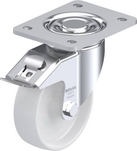 Blickle Lenkrolle 617753 LH-PO 125G-3-FI mit Feststeller und Schraubbefestigung, Farbe: Weiß, Rad-Durchmesser: 125 mm, Tragfähigkeit: 300 kg - Bild 1