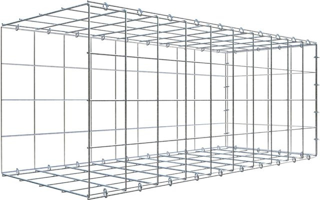 Gabiona C-Ring Anbaukorb Typ 2 in Silbergrau mit einer Maschenweite von 10 x 10 cm, B/T/H: 40 x 100 x 40 cm - Bild 1