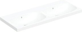 Geberit Doppelwaschtisch Acanto aus Keramik in Weiß mit Überlauf und ohne Hahnloch, B/T: 120 x 48,2 cm - Bild 1