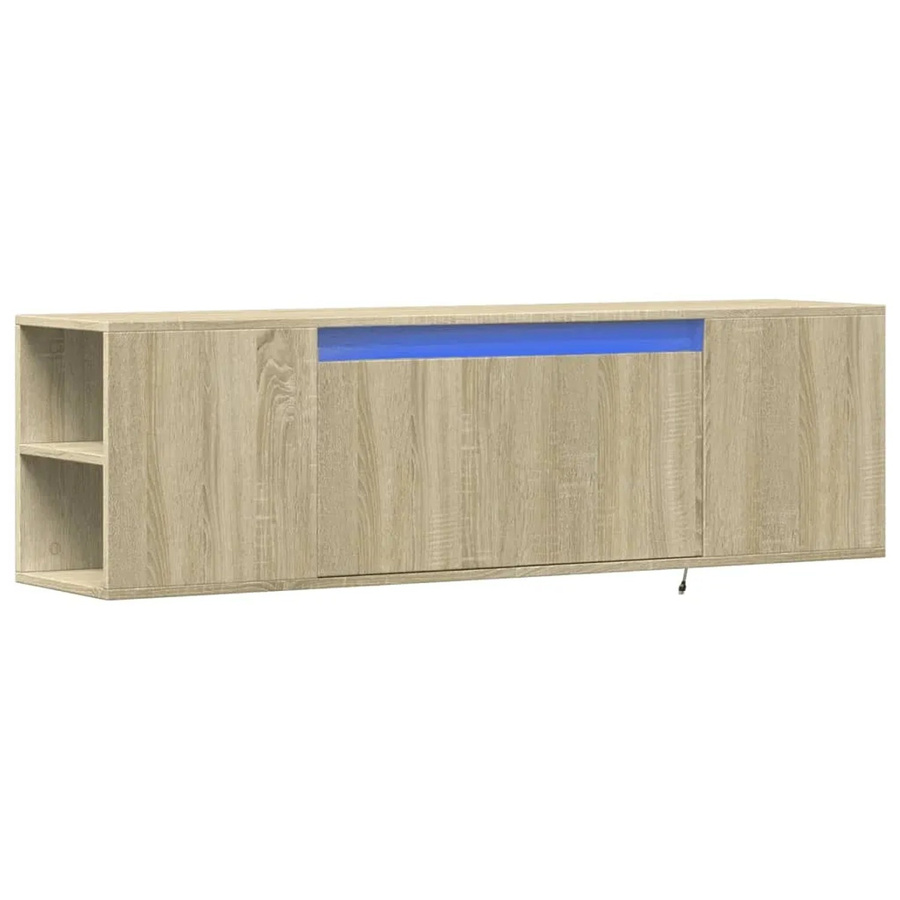 vidaXL TV-Wandschrank mit LED-Beleuchtung in Sonoma-Eiche, B/T/H: 135 x 31 x 39,5 cm - Bild 2