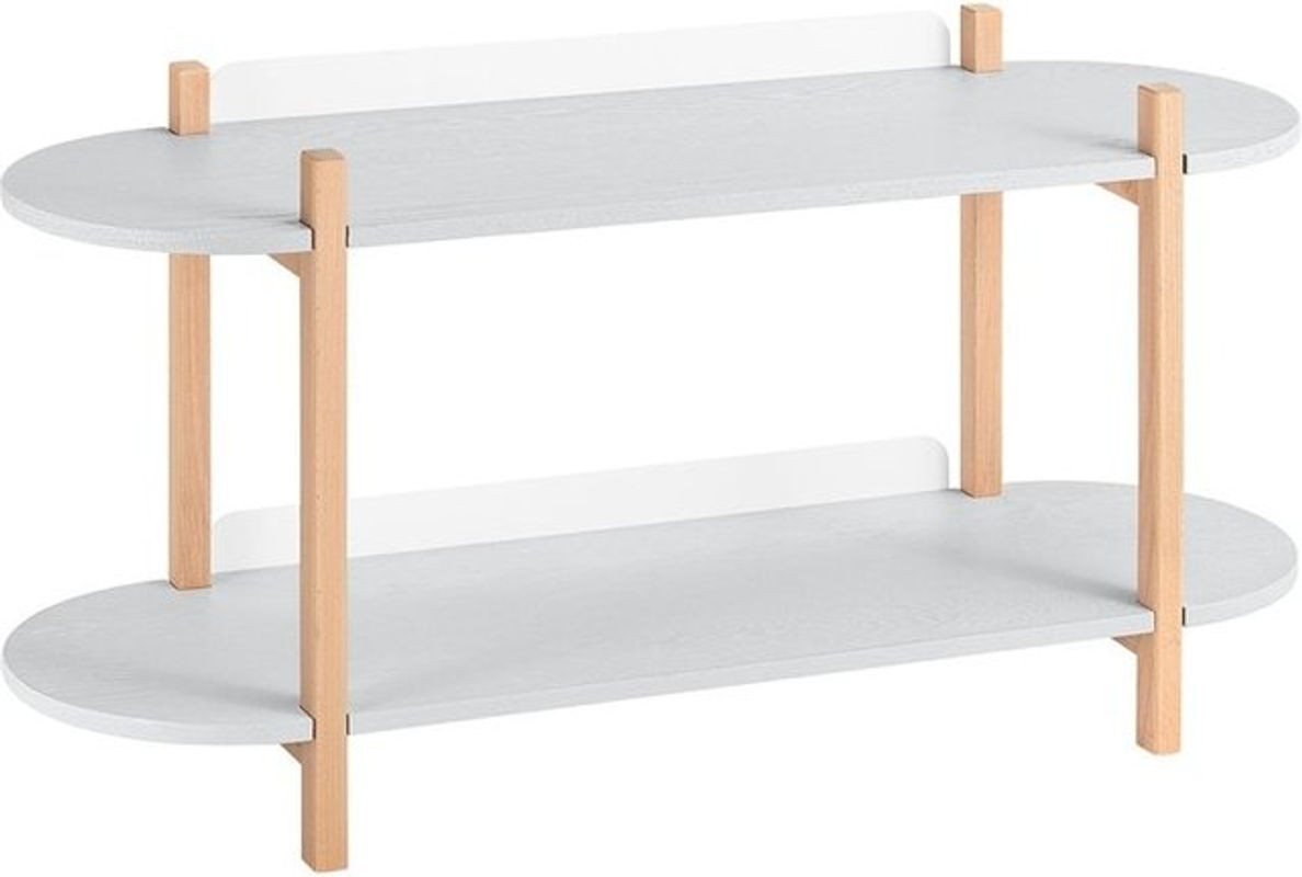 SoBuy Konsolentisch in Grau im skandinavischen Design mit 2 Fächern und ovaler Form, B/T/H: 101 x 33 x 52 cm - Bild 1