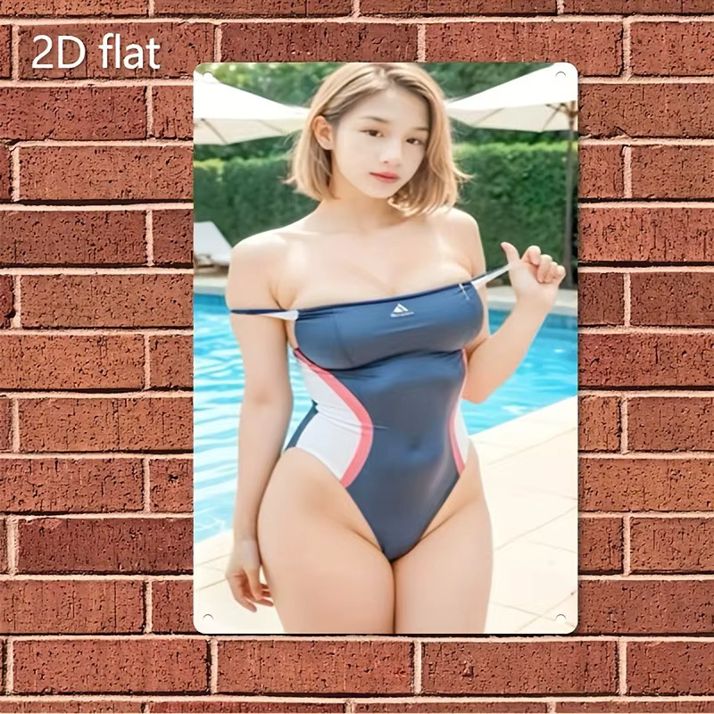 Metallschild CIFBUY Koreanische Schönheit und Bikini-Modell Kunstposter Wanddekoration aus Eisen, Mehrfarbig, B/H: 30,0 x 20,0 cm - Bild 3
