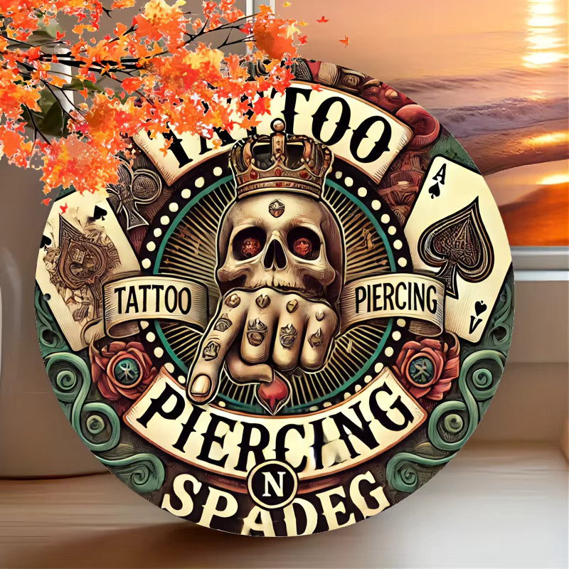 Potdemiel Vintage Wandkunst aus Metall mit Tattoo und Piercing Motiv, Mehrfarbig, B/H: 20,3 x 20,3 cm - Bild 4