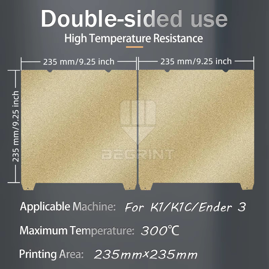 Creality PEI Bauplatte für K1, K1C, Ender 3 V3 SE, Ender 3 S1 Pro und Ender 5 S1, Farbe: Schwarz, B/T: 235 x 235 mm - Bild 5