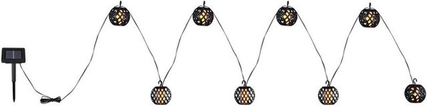 Globo Lighting Solarlichterkette mit LED in Warmweiß, Schwarz-Weiß, Kunststoff, Länge: 410 cm