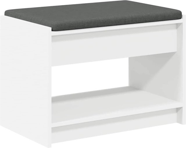 vidaXL Flurbank mit Kissen und Schuhregal in Weiß, B/T/H: 63 x 38 x 45 cm - Bild 1