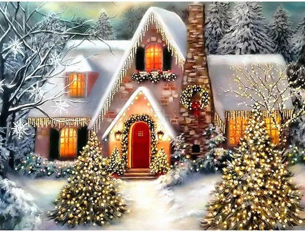 FIYO Diamond Painting Winterlandschaft als Dekoration in Mehrfarbig, B/H: 30 x 20 cm - Bild 1