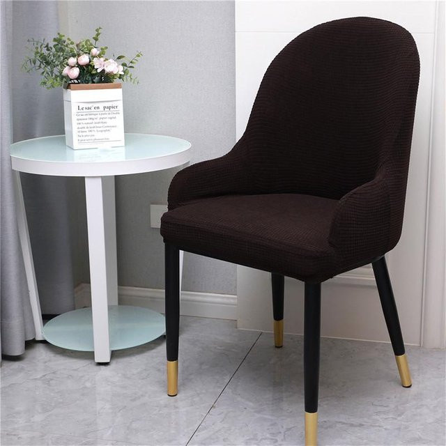 Yiran Furniture Elastischer Stuhlbezug im europäischen Stil für Esszimmerstühle, Braun, One Size - Bild 1