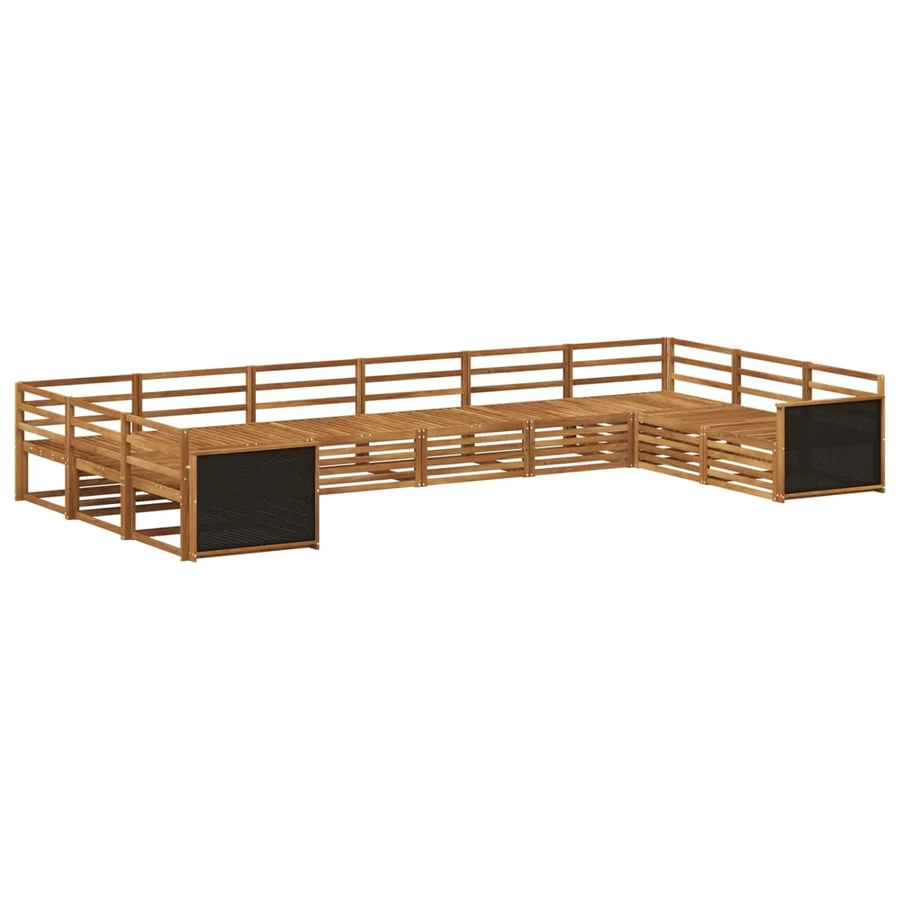 vidaXL Sofagarnitur Set aus 10 Stück aus Massivholz Akazie in Braun mit Latten-Design und Armlehnen - Bild 2