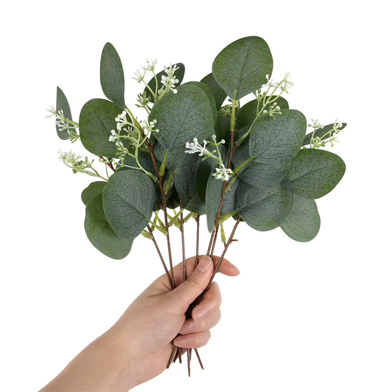 5er Set Künstliche Eukalyptus Zweige von YONGSNOW in Grün für Hochzeits- und Weihnachtsdekoration - Bild 5