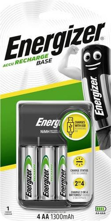 Energizer Base Rundzellen-Ladegerät für NiMH Micro (AAA) und Mignon (AA) mit USB-Anschluss