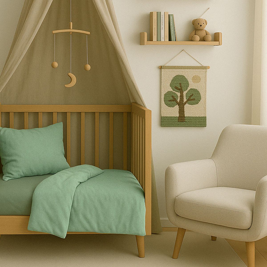 Makian Bettwäsche Set aus Baumwolle in Icegreen, Uni, B/H: 100 x 135 cm und 40 x 60 cm - Bild 3