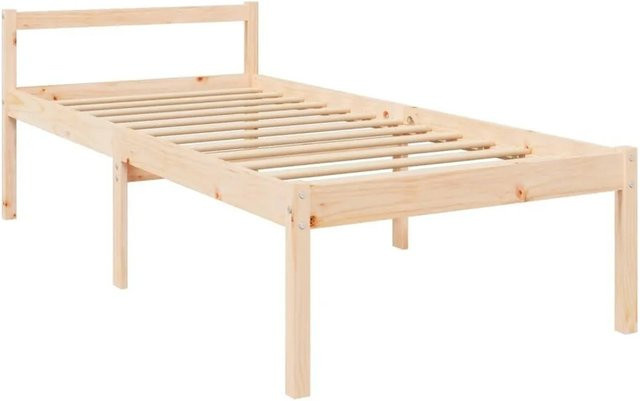 vidaXL Seniorenbett aus massivem Kiefernholz mit Kopfteil in rustikaler Optik, B/T/H: 90 x 200 x 100 cm (ca.) - Bild 1