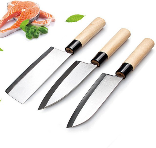 Japanisches Kochmesser von CHUN aus Edelstahl mit Holzgriff in Silber für Sushi, Sashimi und Fisch - Bild 1