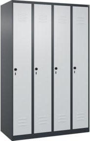 C+P Spind Classic PLUS Garderobenschrank mit 4 Abteilen in Anthrazitgrau und Lichtgrau, H x B x T: 185 x 120 x 50 cm - Bild 1