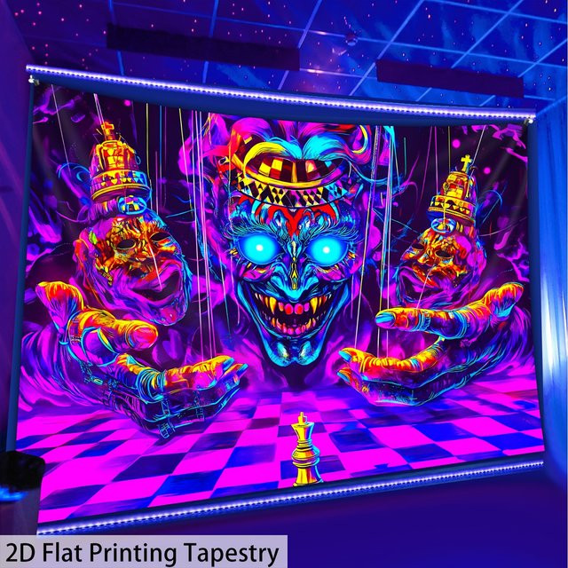 VIKAMA Fantasy Neon Gaming Wandteppich in Multicolour als moderner Wandbehang für dein Schlafzimmer oder Wohnzimmer, B/H: 60 x 40 cm - Bild 1