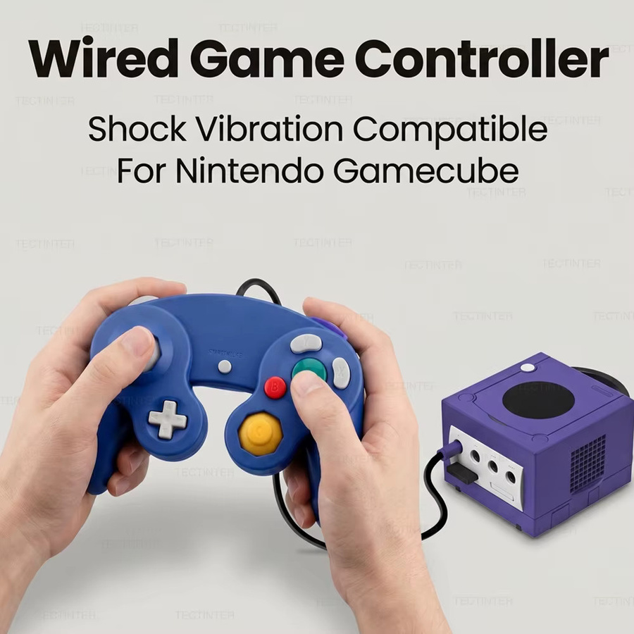 TECTINTER GC Wired Gamecube Controller in Purple für Nintendo Switch, Wii und Wii U - Bild 3