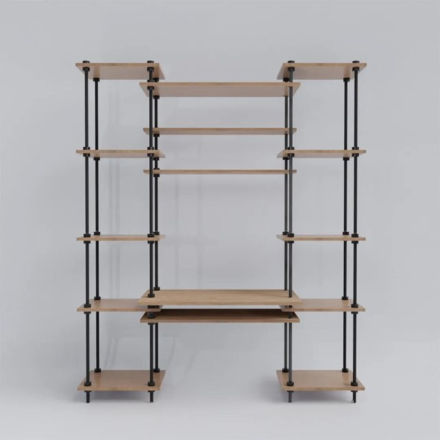 AR Shelving Deco Set Standregal und Schreibtisch aus Holz und Metall in Anthrazit-Eiche, B/T/H: 151 x 35 x 185 cm - Bild 1