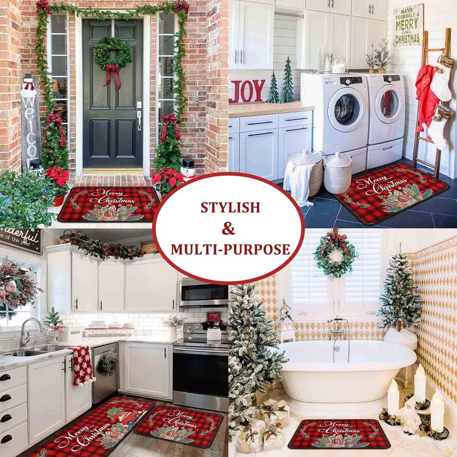 VIKAMA 2er-Set Weihnachts-Küchenteppich Multicolor als Willkommensmatte für Eingangsbereich, Balkon und Korridor - Bild 5