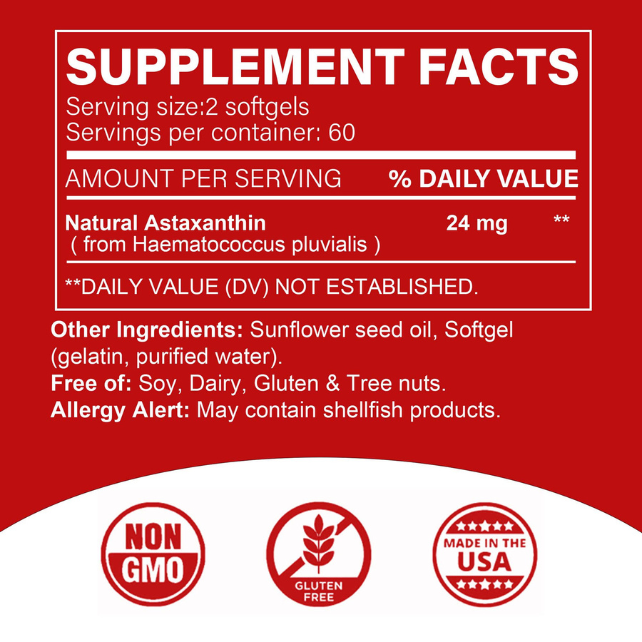 Pslalae Astaxanthin 24mg, 120 Kapseln, Unisex - Bild 4