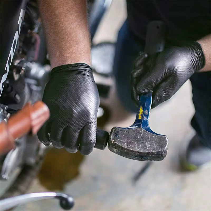 YUMARCH Nitril-Einweghandschuhe in Schwarz mit Diamantstruktur, 8Mil Hochleistungs-Handschuhe, latexfrei - Bild 5