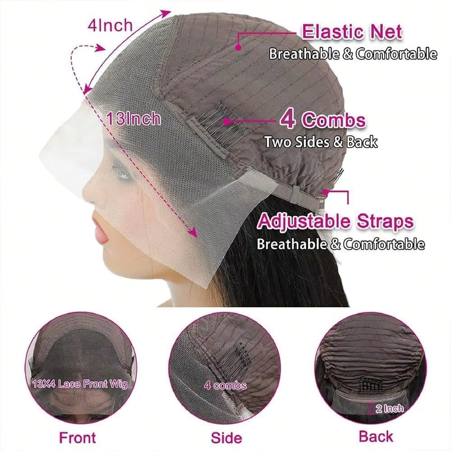 QZOQZO Body Wave Lace Front Perücke aus Echthaar, Schwarz, Damen - Bild 5