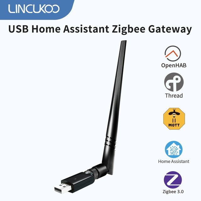 Lincukoo USB Home Assistant Zigbee Gateway Extender in Schwarz, unterstützt OpenHAB und ZigBee2MQTT, EFR32MG21 Firmware upgradebarer USB-Dongle - Bild 1
