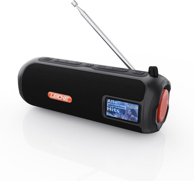 LEICKE DAB+ Radio Tube tragbarer Bluetooth Lautsprecher mit RGB-LED Licht in Schwarz - Bild 1