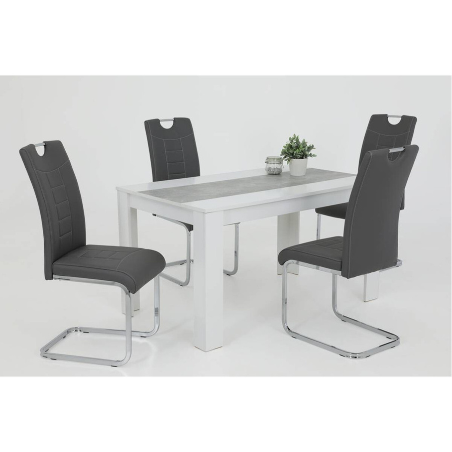 4er Set Schwingstühle Ruby von Hela in Grau aus Kunstleder, B/H/T: 44 x 103 x 60 cm - Bild 2