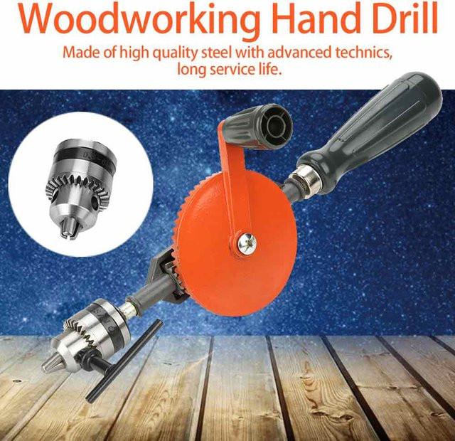 Aramox Mini-Handbohrmaschine mit Doppelritzeln in Orange für Holz und Kunststoff - Bild 1