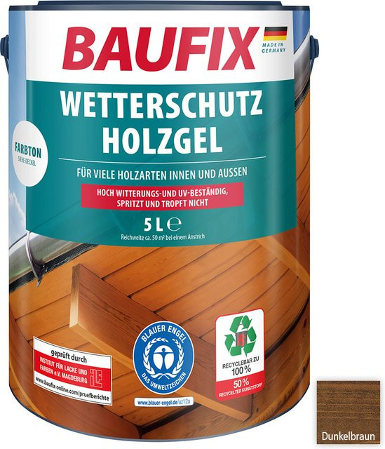 Baufix Wetterschutz-Holzgels Dunkelbraun 5,0 l - Bild 1
