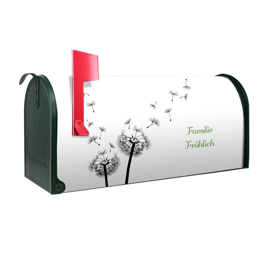 Amerikanischer Briefkasten banjado in Grün mit roter Fahne, US Mailbox aus Stahl, B/H/T: 48,0 x 22,0 x 17,0 cm - Bild 1