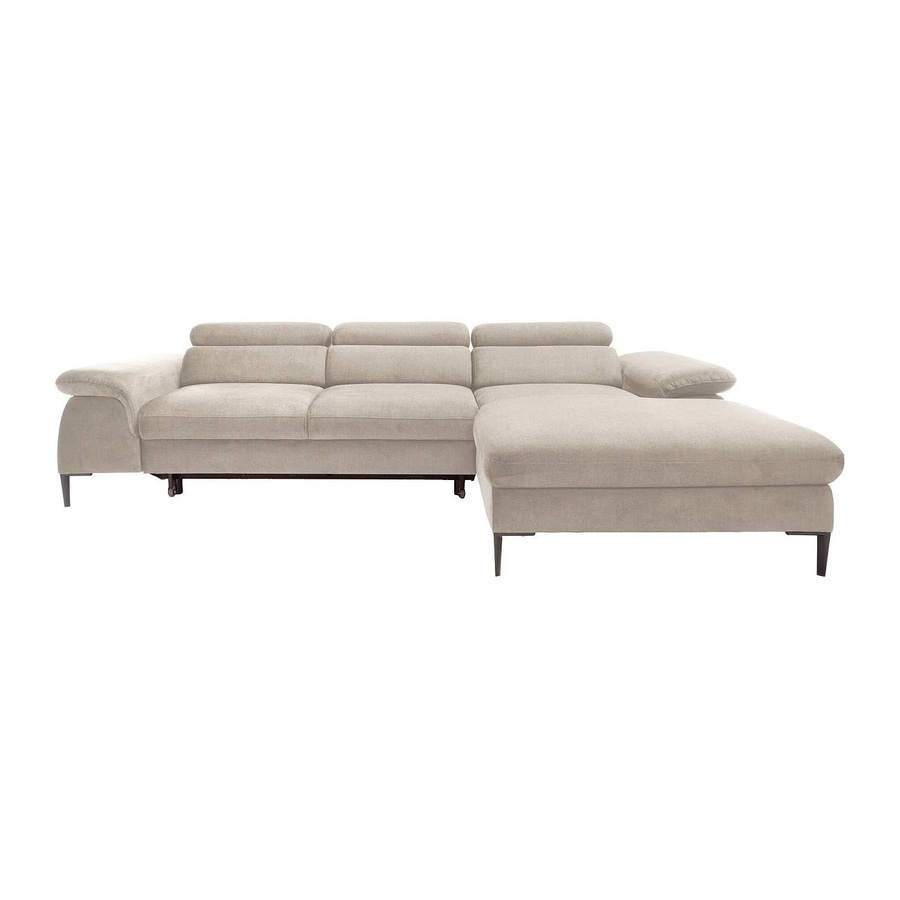 Schlafsofa Sepina von Pascal Morabito in Beige mit L-Form und Samtbezug, Breite: 288 cm - Bild 2