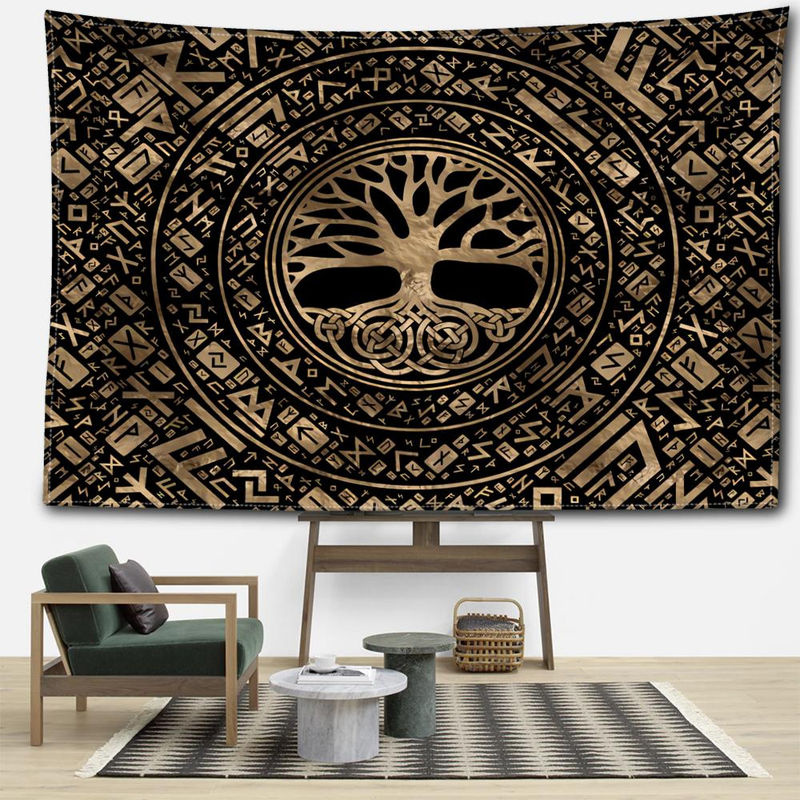 Super Six Wandtapisserie Rune Levensboom Abstrakt Bohemian Wandbehang Mehrfarbig B: 200 cm, H: 150 cm - Bild 3