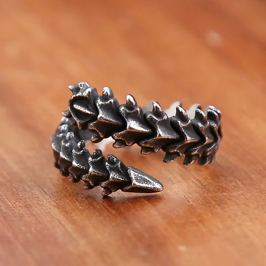 owlucky Ringe Edelstahl, Schwarz, Vintage, Unisex - Bild 2