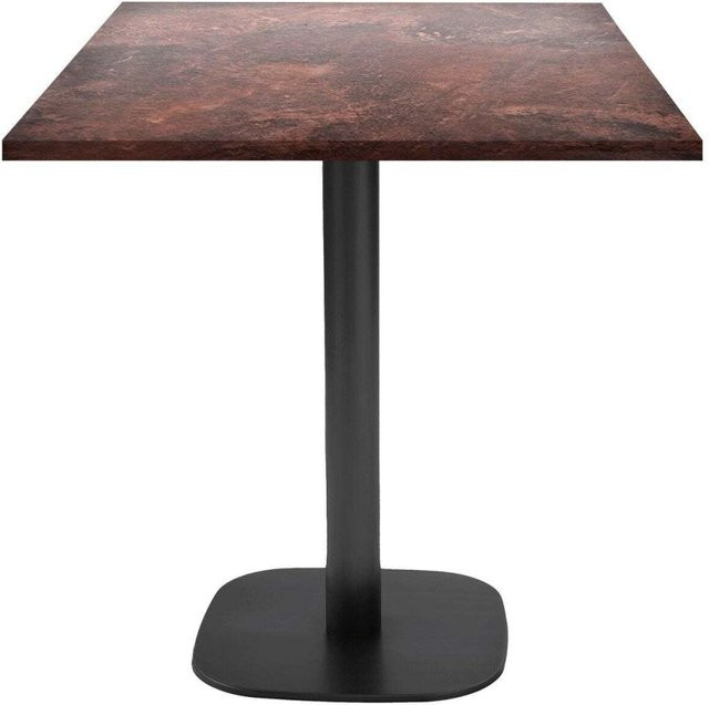 RestooTab Tisch Round quadratisch im Industrial Design mit Stein- und Holzdekor, B/T/H: 70 x 70 x 75 cm - Bild 1
