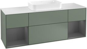 V&B Waschtischunterschrank Finion mit Wandbeleuchtung in Weiß lackiert, Breite: 160 cm, Tiefe: 50,1 cm, Höhe: 50,1 cm - Bild 1