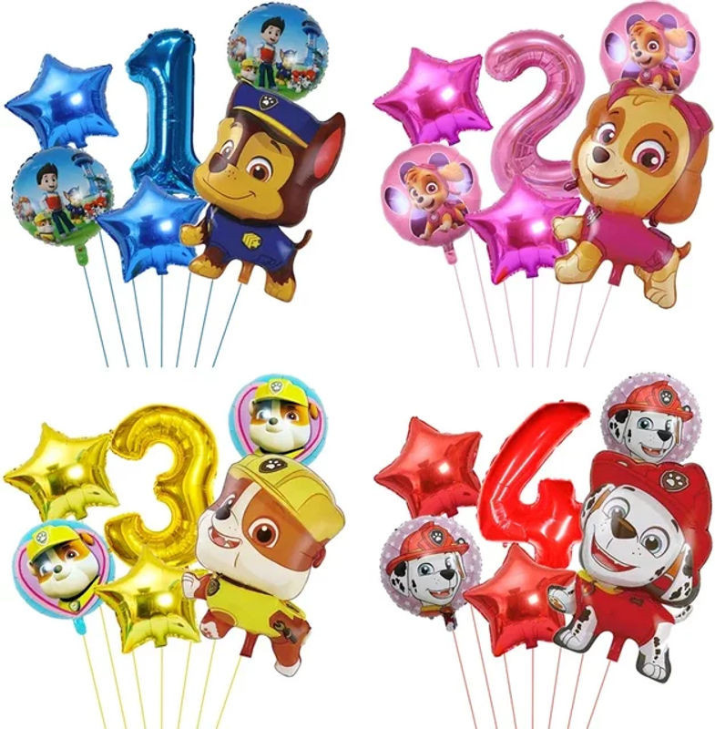 6er Set Paw Patrol Folienballons für Kindergeburtstage, mehrfarbig - Bild 1