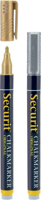 Securit 2er-Set Flüssigkreidemarker mit Rundspitze 1-2mm in Gold, Silber und Mehrfarbig - Bild 1