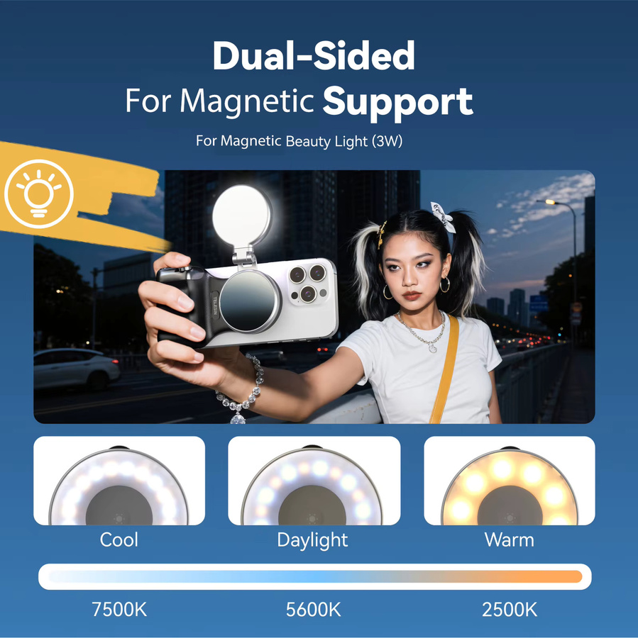 TELESIN Magnetischer Smartphone Hand Grip mit Fernbedienung für iPhone und Android, Schwarz - Bild 4
