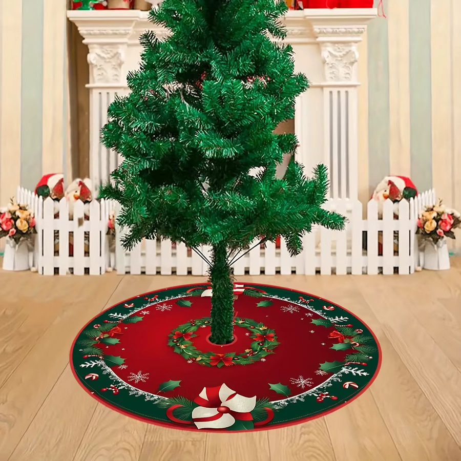 VIKAMA Weihnachtsbaum Rock mit floralem Muster in Rot für dein Wohnzimmer - Bild 2