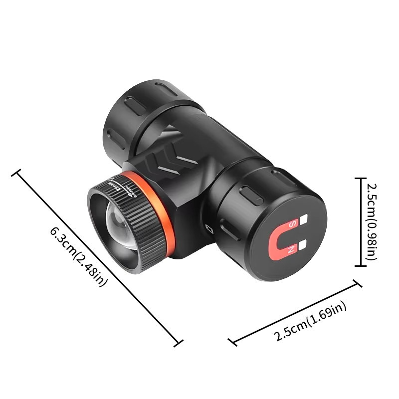 JIASHUAIXIN SY-5846LED Wasserdichter LED-Scheinwerfer mit Zoom-Drehgelenk, Magnetfunktion und USB-C-Ladeanschluss, Schwarz - Bild 2