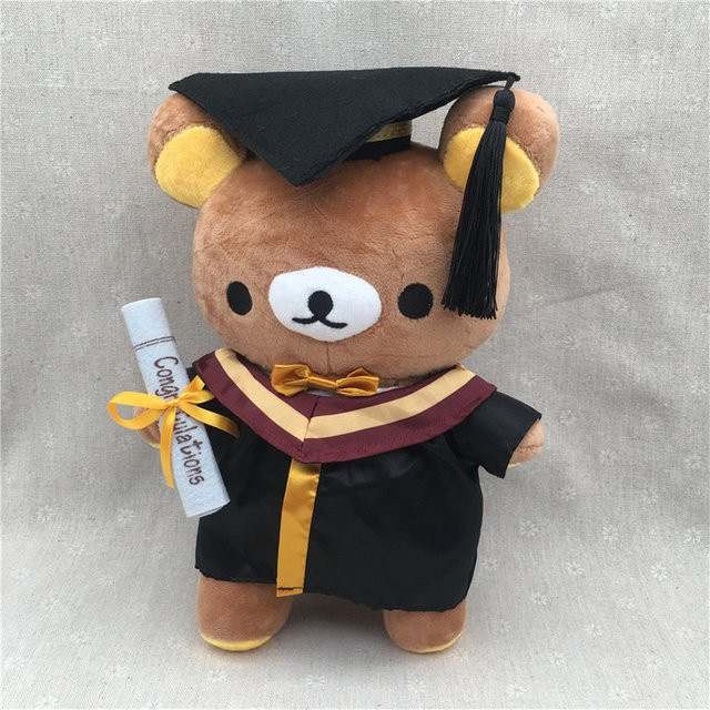 Aoger Rilakkuma Abschluss-Doktorhut Plüschtier, mit Abschlussrobe, Kappe und Diplom - Bild 1