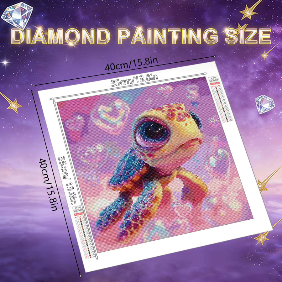 HUACAN Diamantmalerei Schildkröte Meeresherz Wanddekoration mit Strass in Multicolour - Bild 2