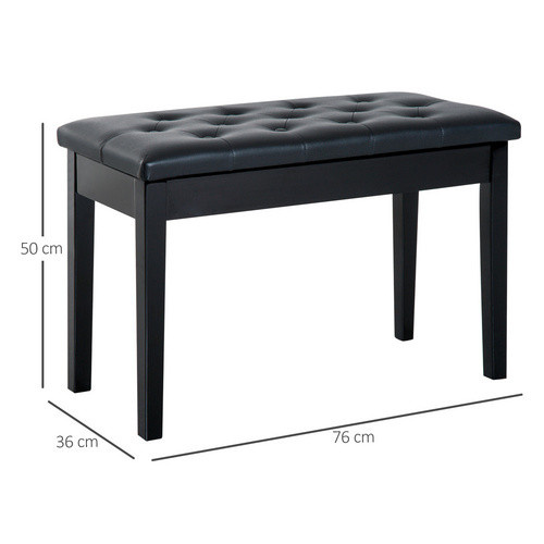 HOMCOM Klavierhocker aus Gummibaumholz in Schwarz, B: 76 cm, H: 50 cm, T: 36 cm - Bild 2