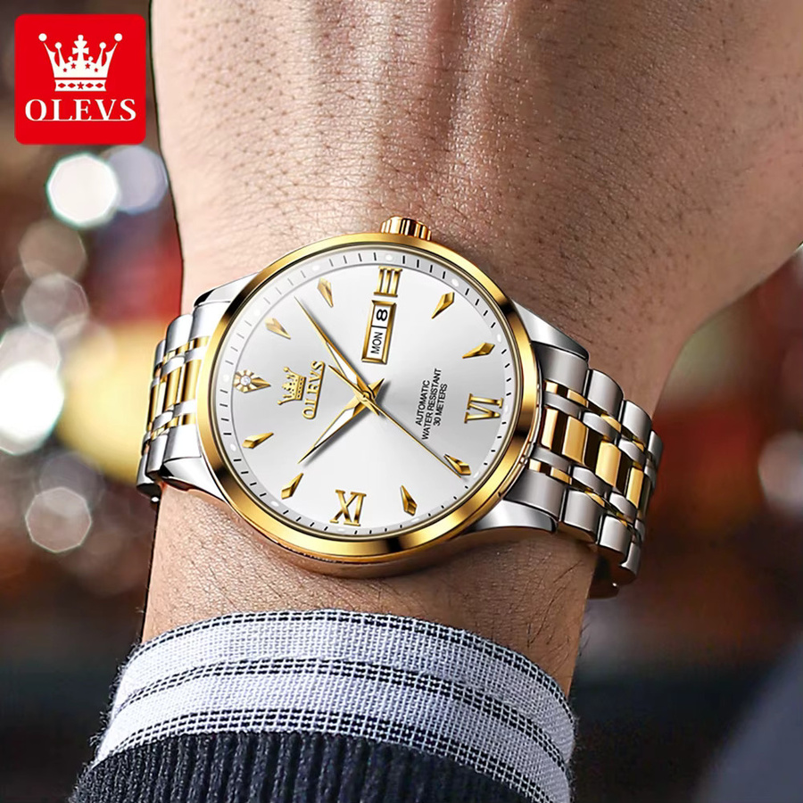 OLEVS Armbanduhr, Automatik, Gold, Edelstahl, Herren - Bild 2
