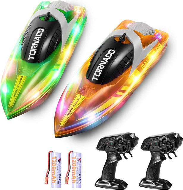 Fremego RC Schnellboot, Rennschiff, mit LED-Leuchten, Orange - Bild 1