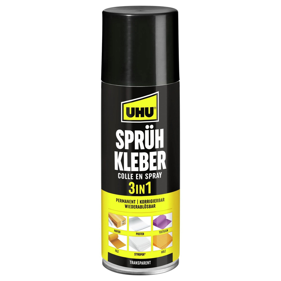 UHU Sprühkleber 3in1 für Karton, Leder, Filz, Textil und Styropor, 200 ml - Bild 2